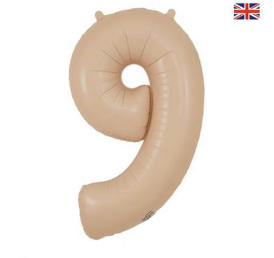 1 x 34 INCH OAKTREE NUDE NUMBER 9 FOIL BALLOON