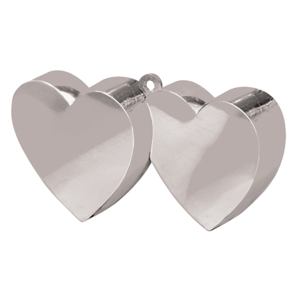 Silver Double Heart Balloon Weights 170g/6oz - 1 PC