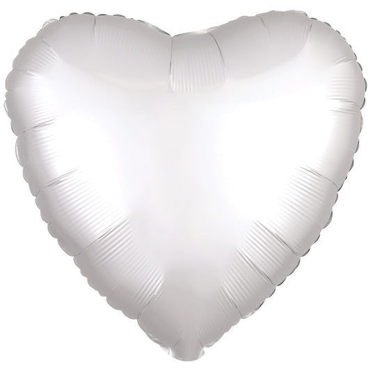 Amscan Silk Lustre White Heart Standard Unpackaged Foil Balloons C16 - 1 PC