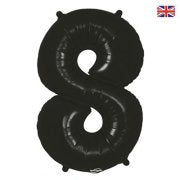 1 x Black Number 8 Balloon - Foil Number Balloon 34” (Oaktree)