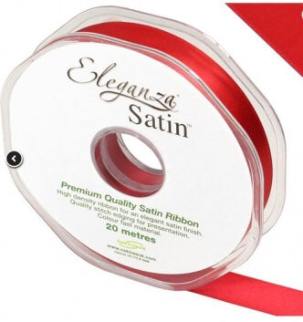 ELEGANZA DOUBLE FACED SATIN RED RIBBON 15MM X20M
