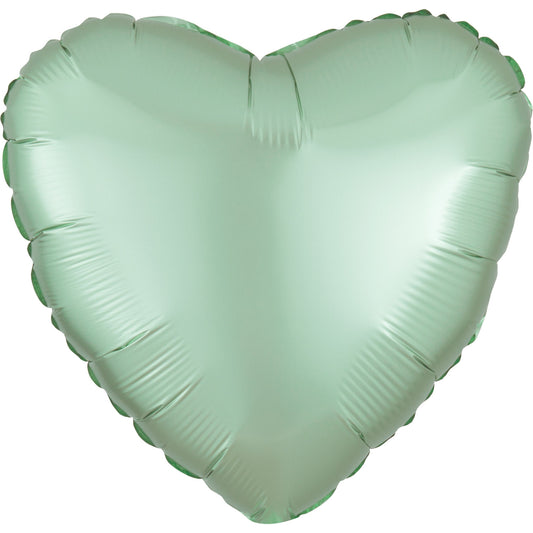 Anagram Mint Green Heart Satin Luxe Standard HX Unpackaged Foil Balloons S15 - 1 PC