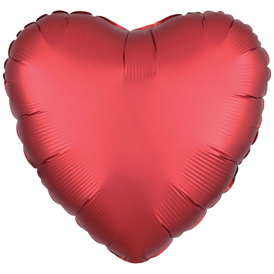 Amscan Silk Lustre Dark Red Heart Standard Unpackaged Foil Balloons C16 - 1 PC