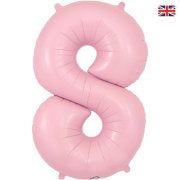 1 x Matte Pink Oaktree Number 8 Balloon - Foil Number Balloon (34")