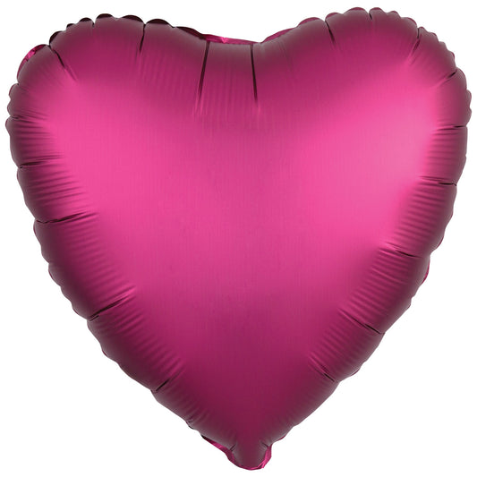 Amscan Silk Lustre Pomegranate Heart Standard Unpackaged Foil Balloons C16 - 1 PC