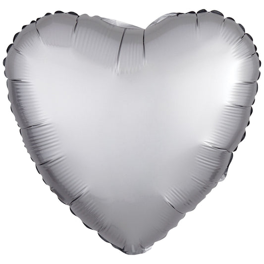 Amscan Silk Lustre Silver Heart Standard Unpackaged Foil Balloons C16 - 1 PC