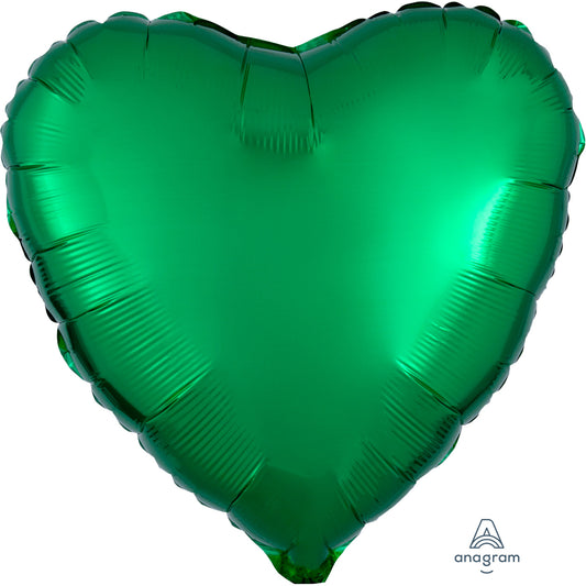 Anagram Metallic Green Heart Standard Unpackaged Foil Balloons S15 - 1 PC