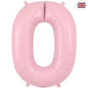 1 x Matte Pink Oaktree Number 0 Balloon - Foil Number Balloon (34")
