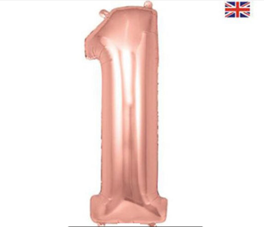 1 x 34 INCH OAKTREE ROSE GOLD NUMBER 1 FOIL BALLOON