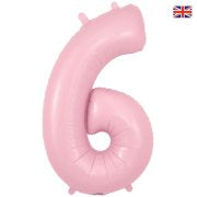 1 x Matte Pink Oaktree Number 6 Balloon - Foil Number Balloon (34")