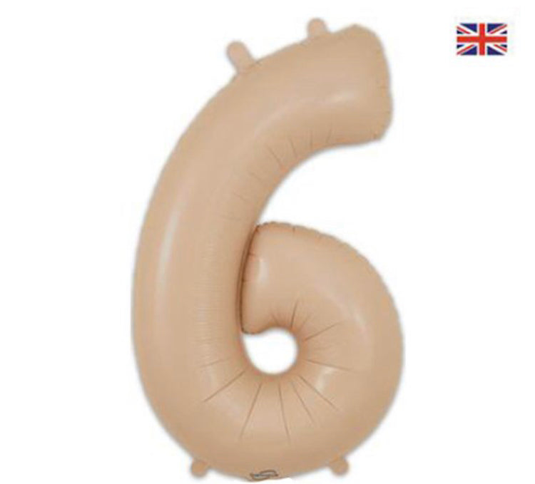 1 x 34 INCH OAKTREE NUDE NUMBER 6 FOIL BALLOON