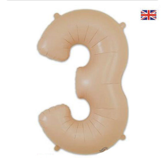 1 x 34 INCH OAKTREE NUDE NUMBER 3 FOIL BALLOON