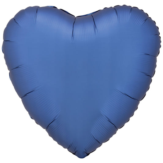Amscan Silk Lustre Azure Blue Heart Standard Unpackaged Foil Balloons C16 - 1 PC